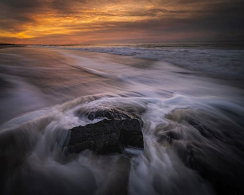 USA-New Jersey-Cape May National Seashore Sunset on ocean and beach scenic Coastal Print
